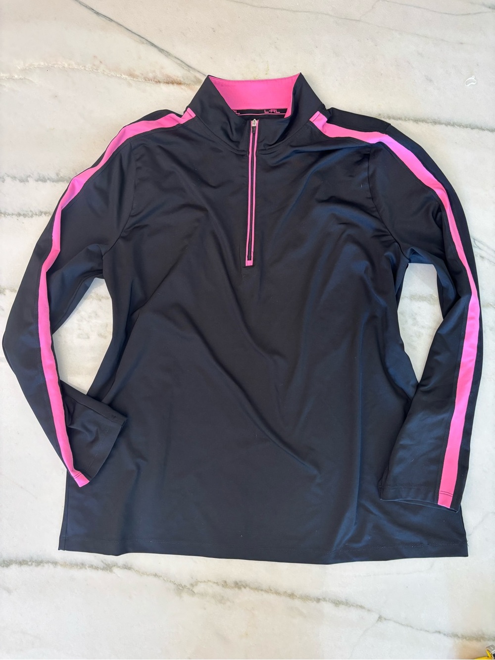Lauren Ralph Lauren Black & Pink Quarter Zip pullover Long Sleeve Layer Sz 1X